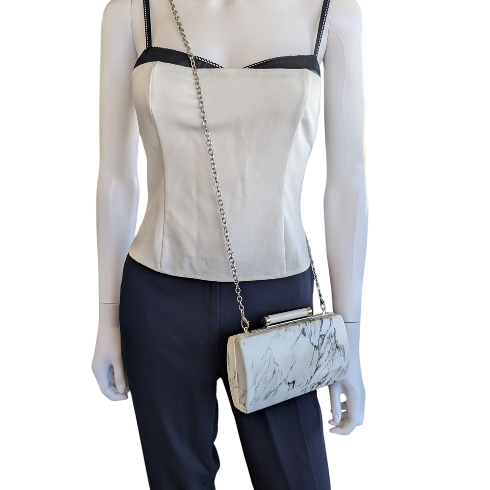 Sondra Roberts Black and White Marble Clutch